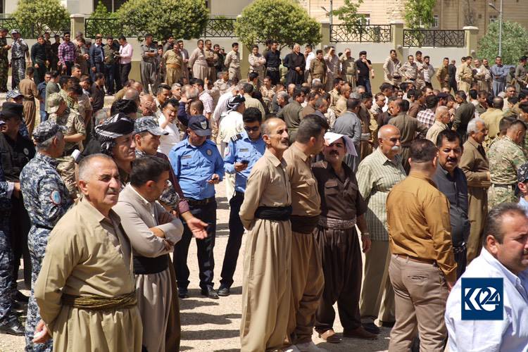 Peshmerga, security, and police forces protest in Sulaimani against Iraqi Parliament's decision to void their votes, June 13, 2018. (Photo: Kurdistan 24/Ibrahim Fatah)